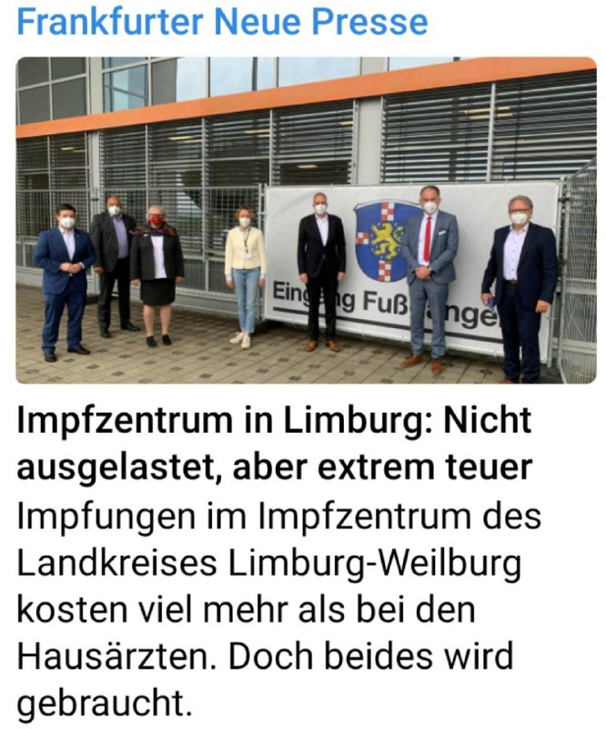 250 EURO PRO TERMINImpfzentrum in Limburg - nicht ausgelastet, aber extrem teuer!Und dennoch schwadr...