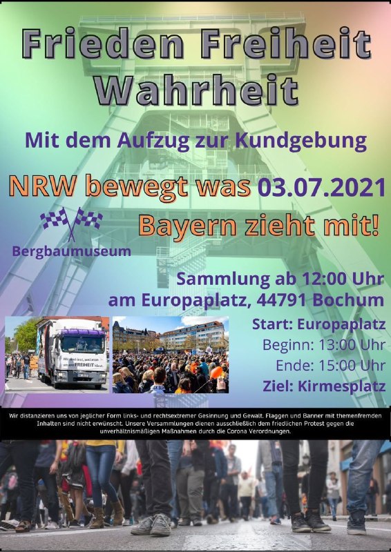 3. Juli 2021 BochumUnser BAYERN STEHT ZUSAMMEN Info-Truck wird den Umzug in Bochum anführen.Es wird ...