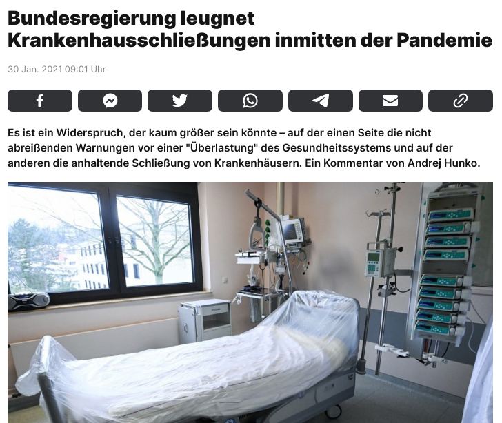 Bundesregierung leugnet Krankenhausschließungen inmitten der PandemieAllein im Pandemiejahr 2020 wur...