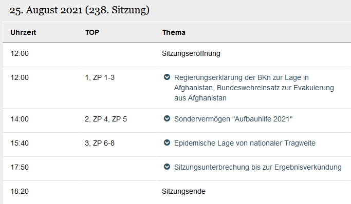 Bundestag, 25.08.202115:40 Uhr, TOP 3, ZP 6-8  Epidemische Lage von nationaler Tragweite https://www...