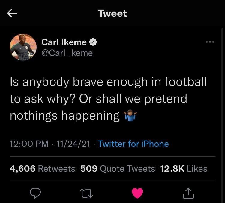 Carl Ikeme: "Hat jemand im Fußball den Mut, nach dem Warum zu fragen? Oder sollen wir so tun, als w...