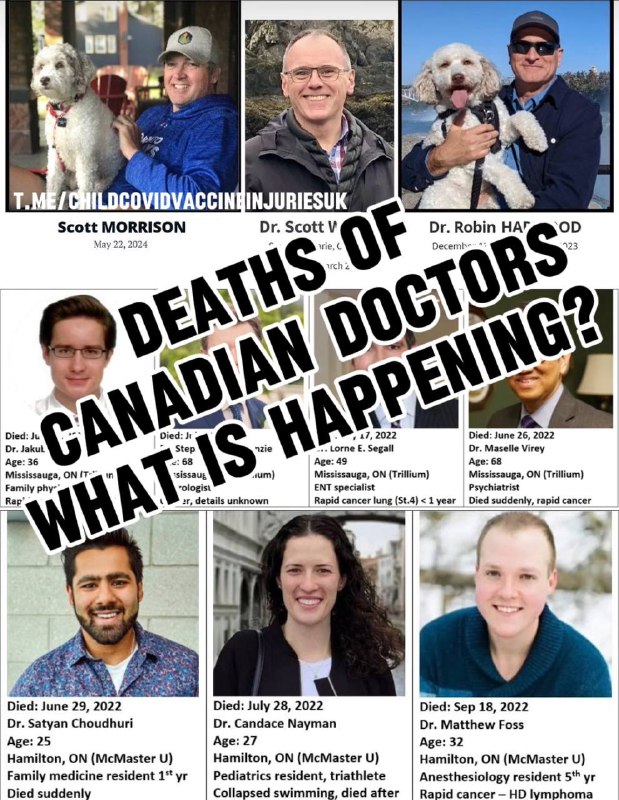 DEATHS OF CANADIAN DOCTORS; What is happening? Too many anomalies which are a statistical impossibili...