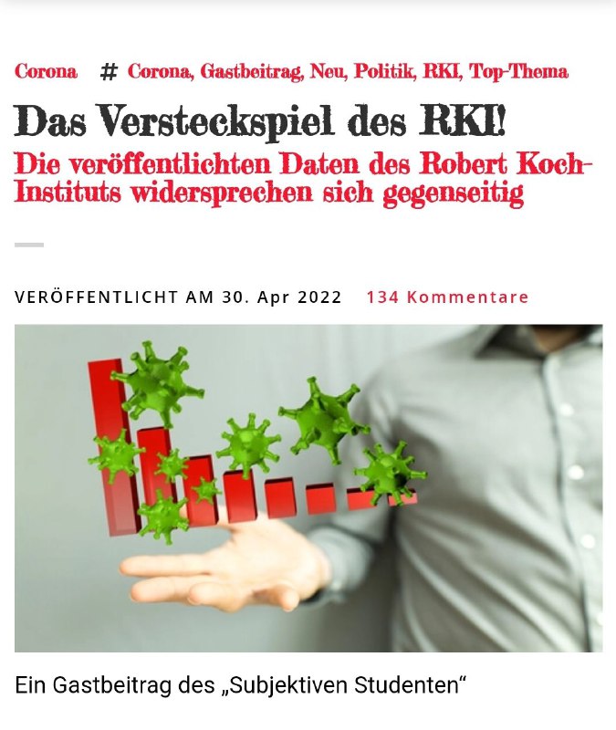 Das Versteckspiel des RKI!Die veröffentlichten Daten des Robert Koch-Instituts widersprechen sich gegenseitig.Die Inzide...