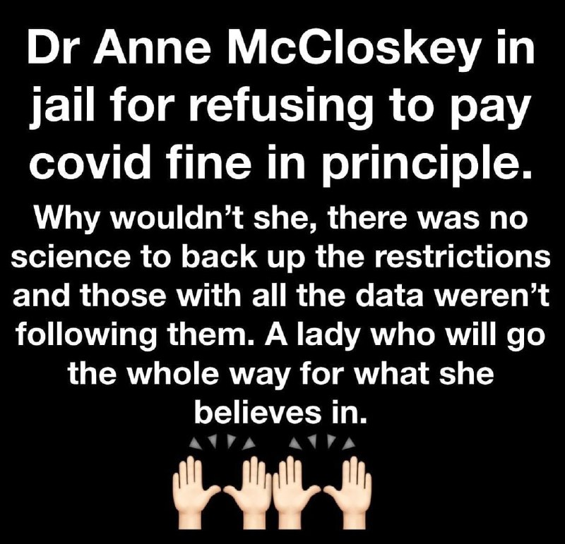 General election candidate Dr Anne McCloskey jailed over Covid finehttps://t.me/UNVACCINATE/1402147...