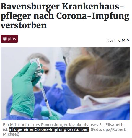 JUNGER PFLEGER STIRBT NACH IMPFUNGDer junge Pfleger, der im Ravensburger Krankenhaus St. Elisabeth arbeitete, verstarb i...