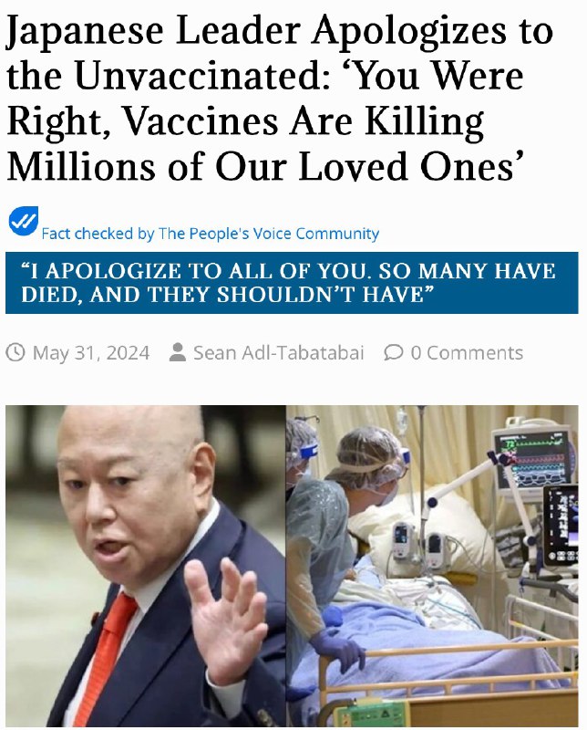 Japanischer Führer entschuldigt sich bei den Ungeimpften: 'Ihr hattet Recht, Impfstoffe töten Millio...