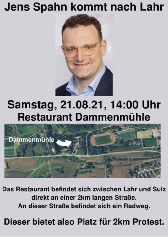 Jens Spahn Wird am Samstag den 21.08.2021 Zwischen Lahr und Sulz in einem Restaurant erwartet ich werde für euch Live vo...