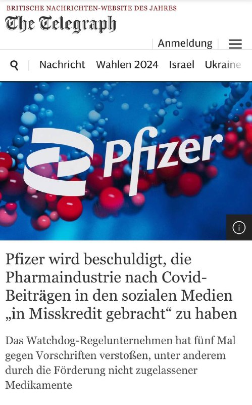 „Pfizer wurde von der britischen Pharmaaufsichtsbehörde beschuldigt, die Branche „in Misskredit gebracht“ zu haben, nach...