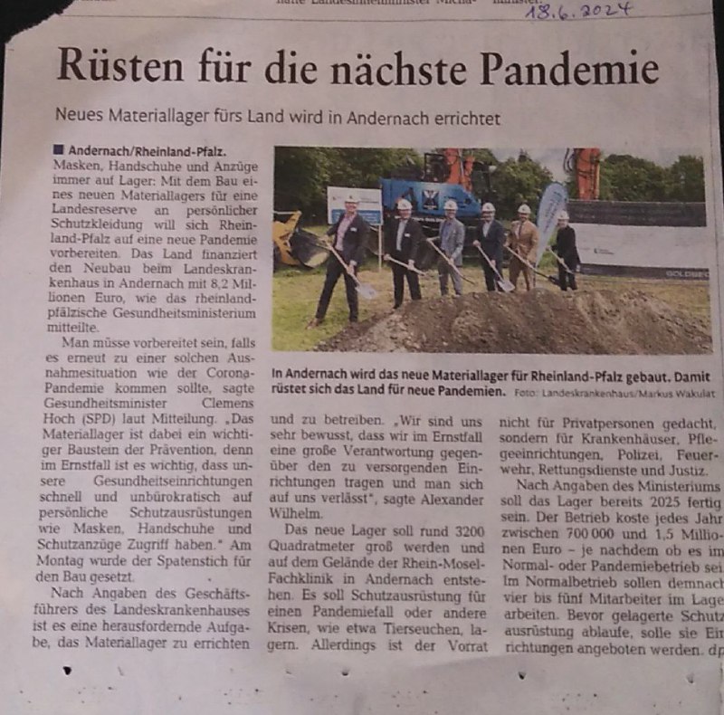 Rheinland Pfalz "rüstet" für die nächste "Pandemie"