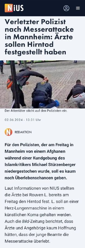 Seht ihr der Polizist aus Mannheim ist beim Terroranschlag gestorben.Die Seite Christliche Polizeive...