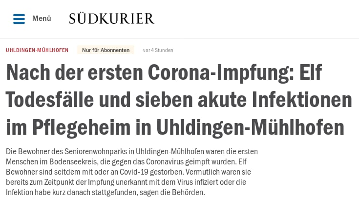 UPDATE zum mutmaßlichen Impf-Massaker am Bodensee- Uhldingen-Mühlhofen  (s. hier und hier)Hierbei s...