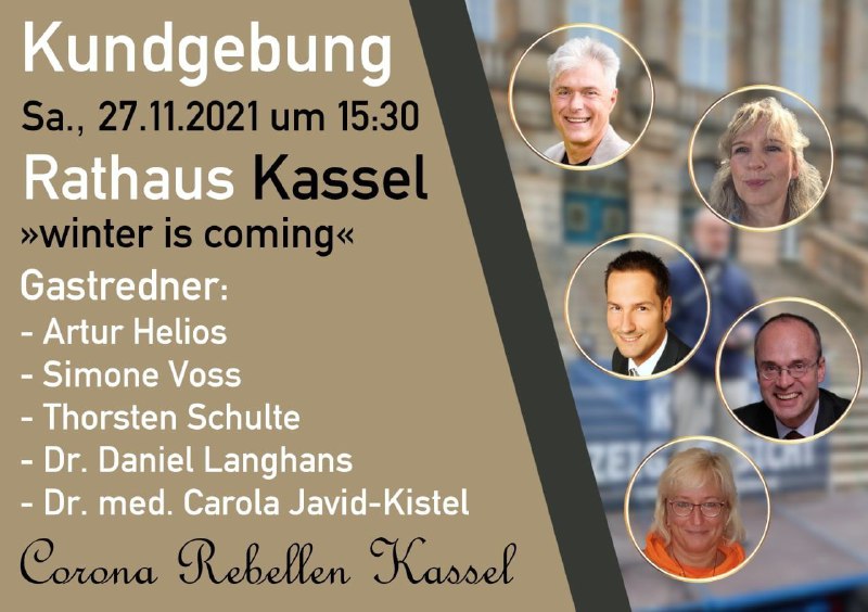 "Winter is Coming" Kundgebung, Sa., 27.11.2021 um 15:30 vor dem Rathaus in KasselArthur Helios, Simo...