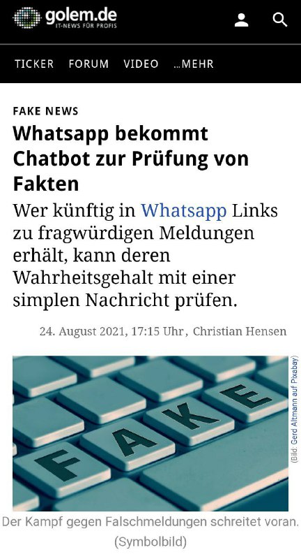 Wird ja immer lustiger mit der Staatspropaganda!WhatsApp wird den Nutzern in Zukunft per Chatbot mit...