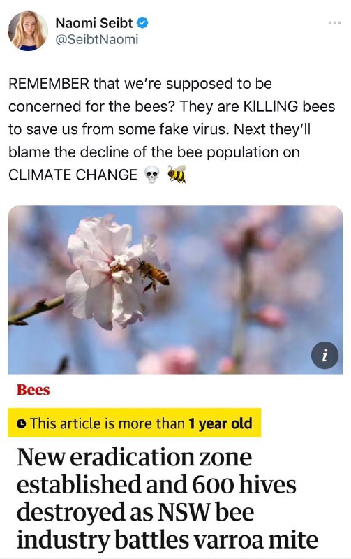 Wisst ihr noch, dass wir uns um die Bienen kümmern sollen? Sie TÖTEN die Bienen, um uns vor einem Fak...