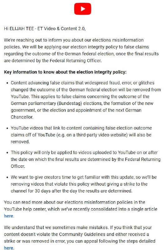 YouTube bereitet nächste Zensur-Welle vorYouTube gibt 48 Stunden vor der Wahl bekannt, dass Inhalte,...
