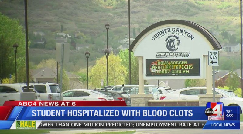 A teenager from Draper, Utah, was hospitalized with blood clots after ...
