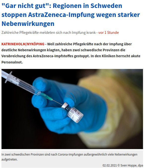 "Gar nicht gut": Regionen in Schweden stoppen AstraZeneca-Impfung wege...