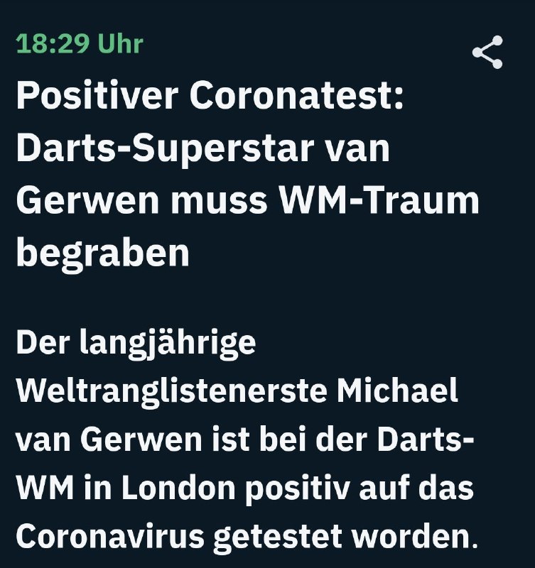 Geimpfter Darts-Superstar Michael van Gerwen wegen Corona ausgeschiedenJa, ohne Schlumpfungen hätte ...