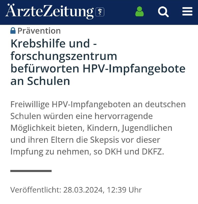 HPV-Massenimpfungen an Schulen "Die Deutsche Krebshilfe (DKH) und das ...
