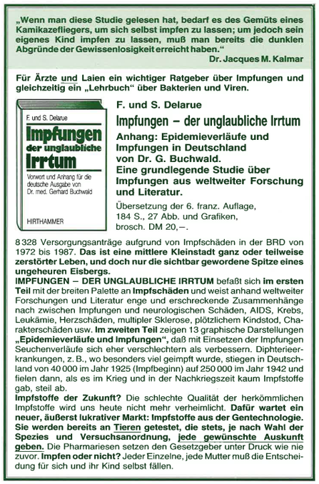 Foto: Verlagsmitteilung in der Zeitschrift "Der Weisse Lotos", 1990.