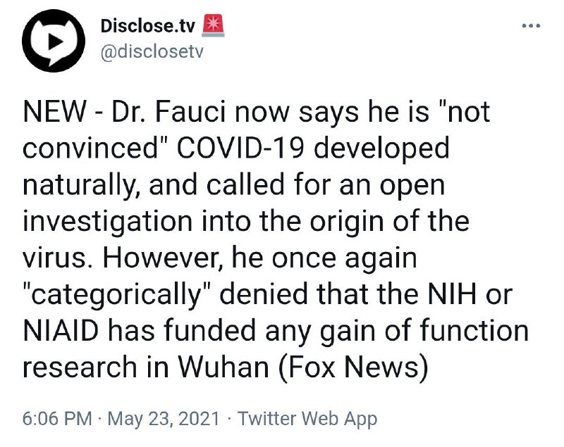 NEU - Dr. Fauci sagt jetzt, er sei "nicht überzeugt", dass COVID-19 au...