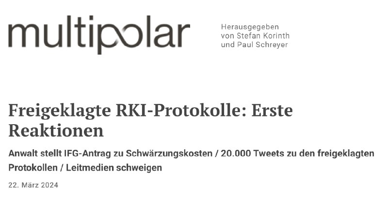 RKI-Akten Erste Reaktionen zur großen RKI-Akten-VeröffentlichungDie Fakten:Mehr als 2.500 Seiten Protokolle des RKI-Kris...
