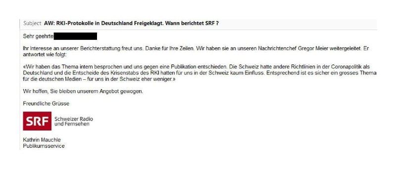 SRF teilt mit, dass sie die RKI-Files totschweigen und darüber nicht berichten werden. Phantom-Schweiz Twitter/X Facebo...