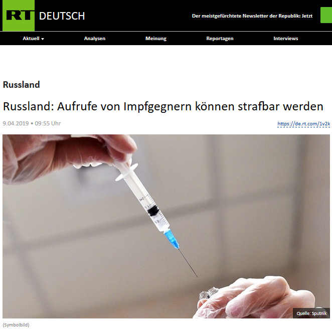 Russland: Masern-Panik und Kreuzzug gegen Impfgegner!
