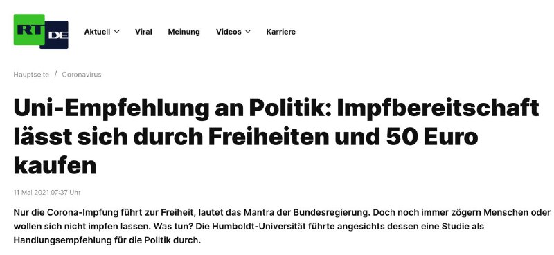 "Uni-Empfehlung [Humboldt-Universität] an Politik: Impfbereitschaft lä...